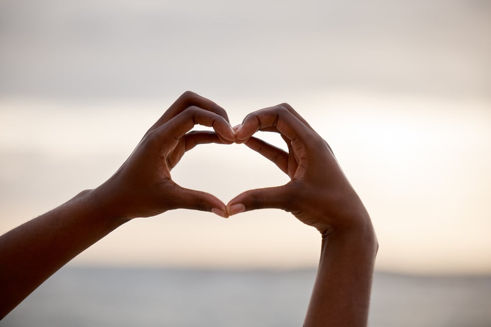 heart shape hands, emotion, love, self love, caring, couple