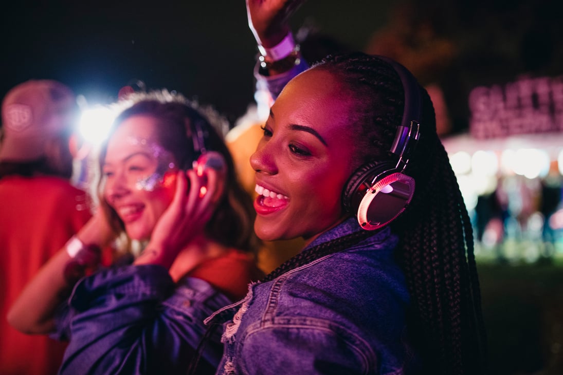 Friends Dancing in a Silent Disco